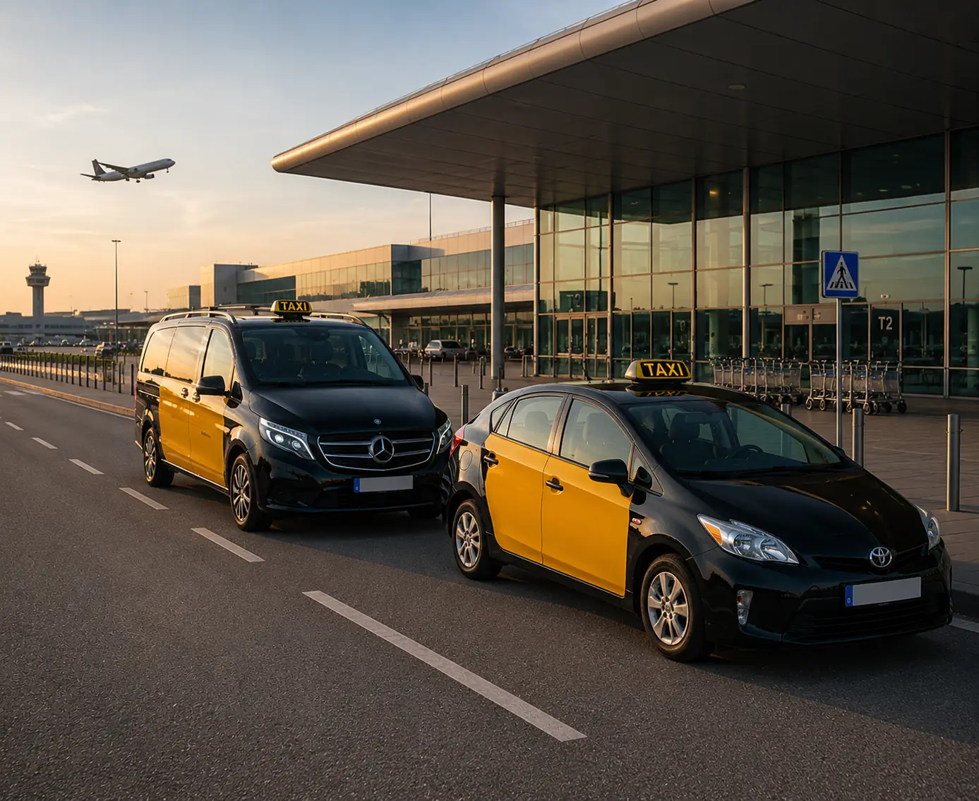 Taxis en la terminal del Aeropuerto de Barcelona